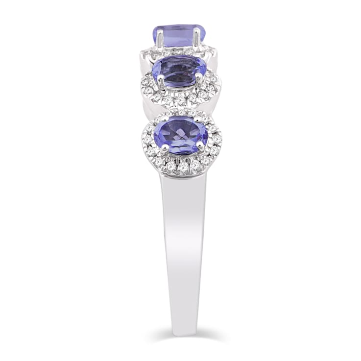 14K White Gold 0.72ct Oval Tanzanite & 0.19ct Diamond Ring
