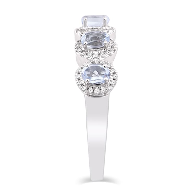 14K White Gold 1.04ctw Aquamarine & Diamond Ring
