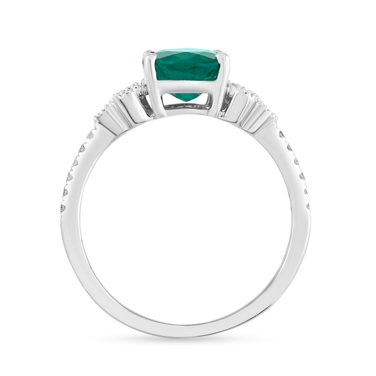 14K White Gold with 1.65 ctw Emerald and Diamond Ring