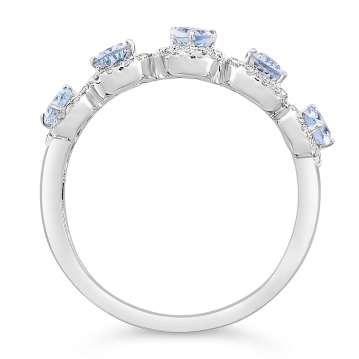 14K White Gold 1.00ctw Pear Aquamarine & 0.23ctw Diamond Ring