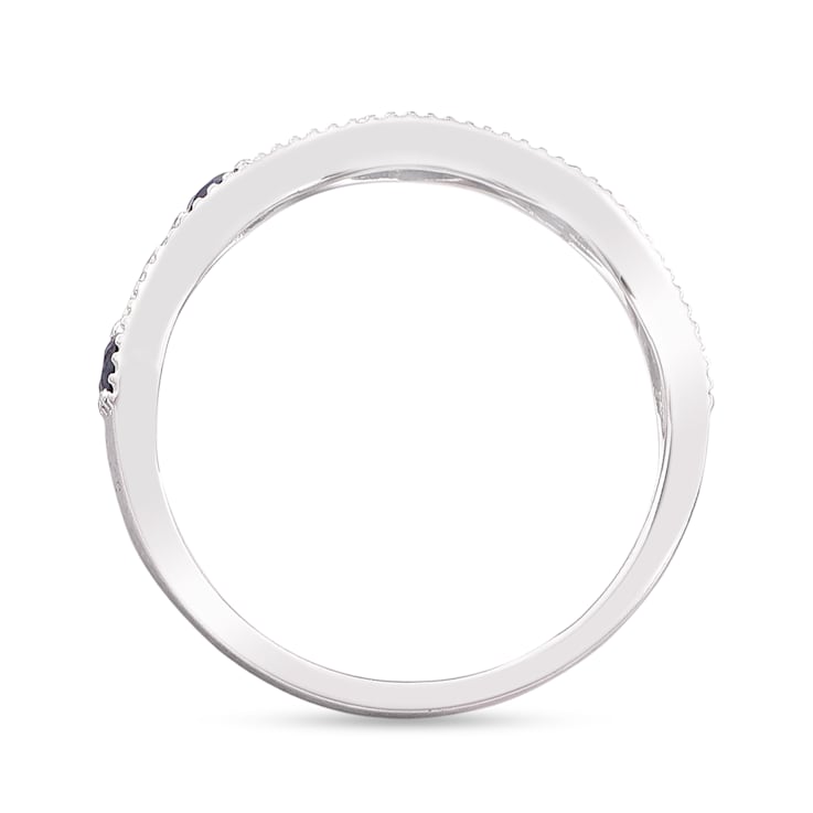 14K White Gold, 0.22ctw Blue Sapphire & 0.10ctw Diamond Ring