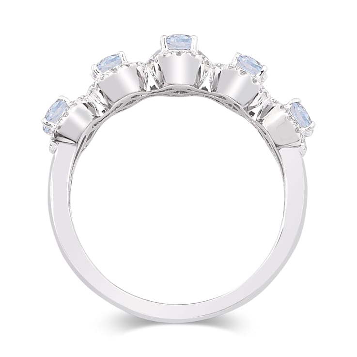 14K White Gold 1.04ctw Aquamarine & Diamond Ring