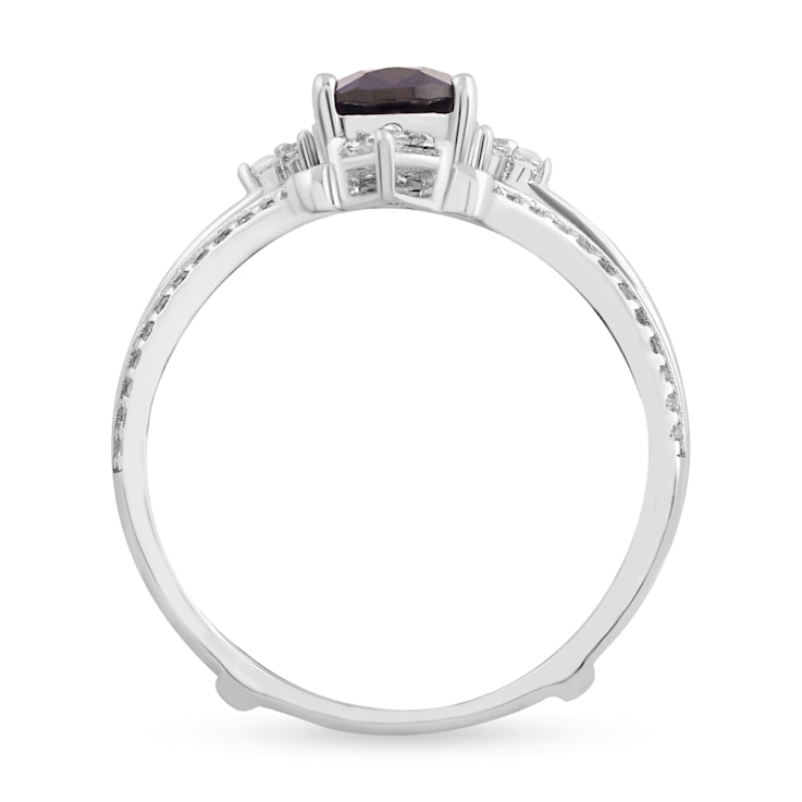 925 Sterling Silver ,Created Blue Sapphire and Created White Sapphire
Gemstone Bridal Ring-Set