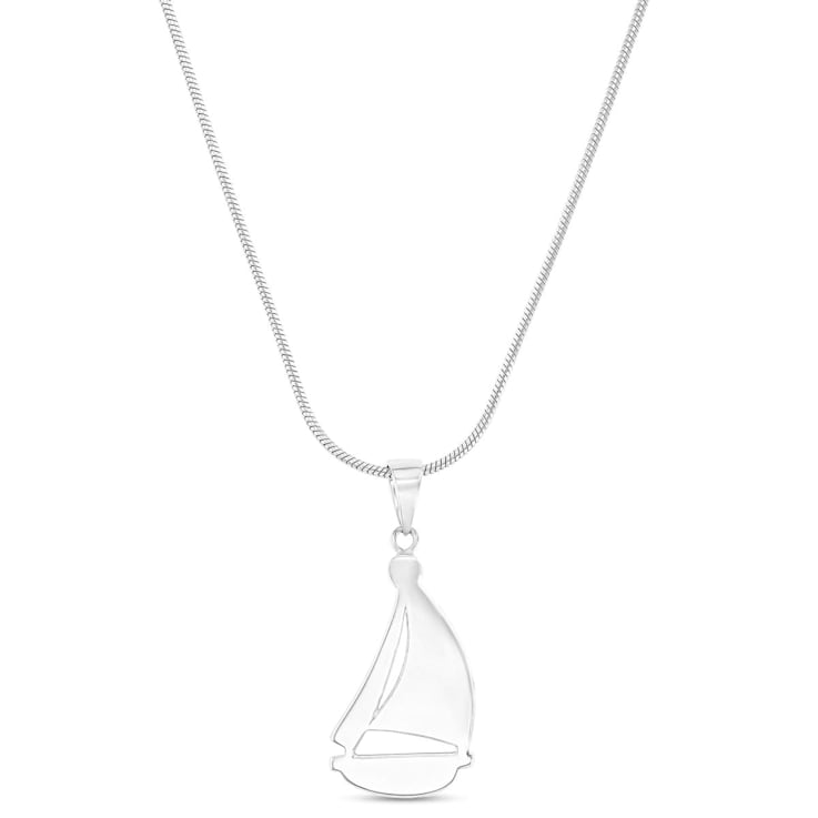 Larimar Sailboat Rhodium Over Sterling Silver Adjustable Necklace