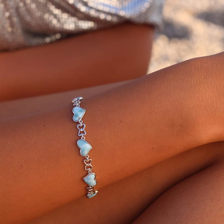 超特価SALE開催！ Over Rhodium Larimar Sterling 13XTPA - Bracelet Heart Silver その他