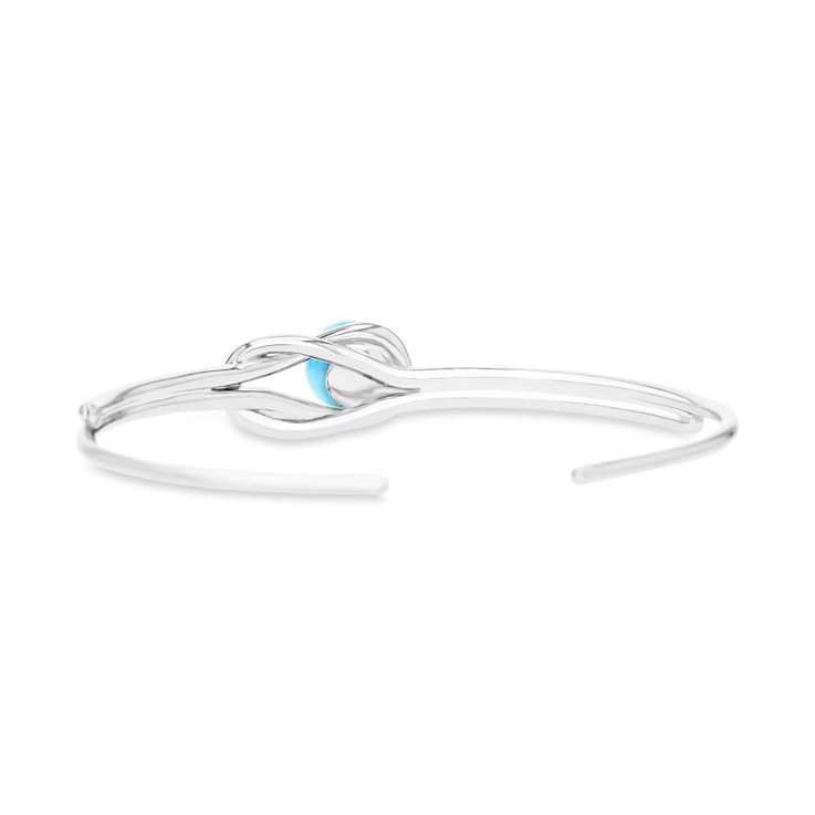 Larimar Rhodium Over Sterling Silver Knot Bangle Bracelet