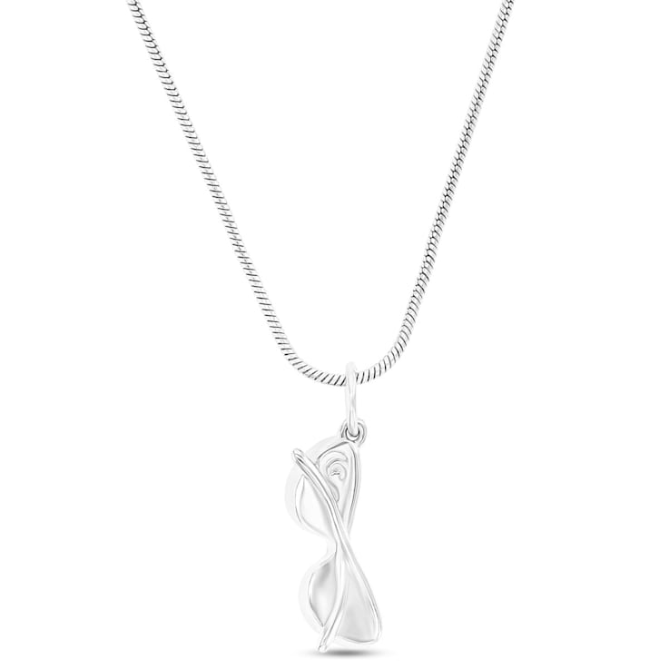 Larimar Sunglasses Rhodium Over Sterling Silver Adjustable Necklace