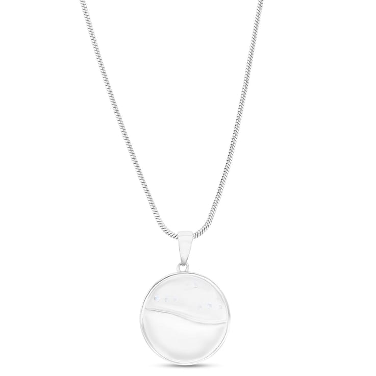 Larimar and Cubic Zirconia Landscape Rhodium Over Sterling Silver
Adjustable Necklace