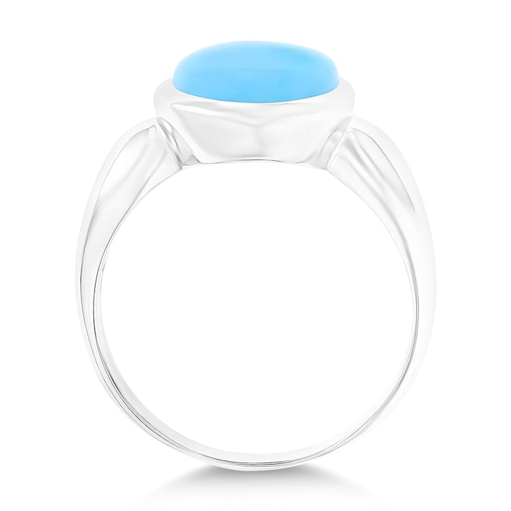 8.2mm Round Larimar Bezel Fashion Ring