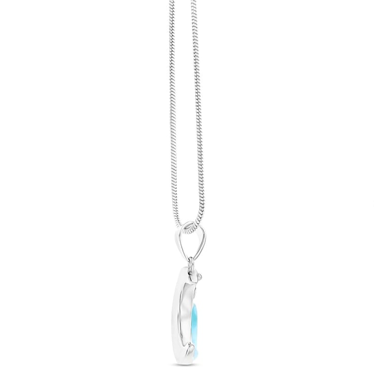 Larimar Crescent Moon Rhodium Over Sterling Silver Adjustable Necklace