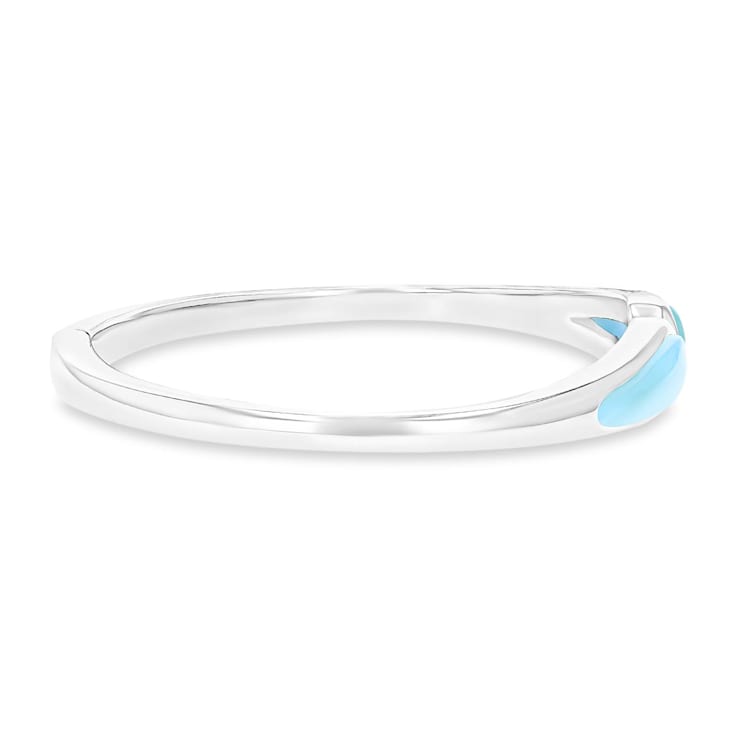 Graduated Larimar Rhodium Over Sterling Silver Bangle Bracelet