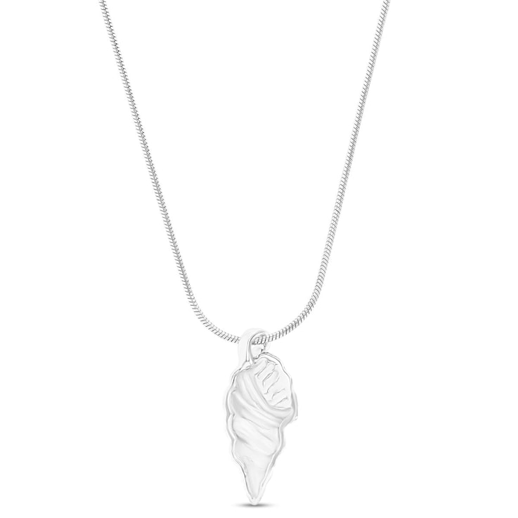 Larimar Shell Rhodium Over Sterling Silver Adjustable Necklace