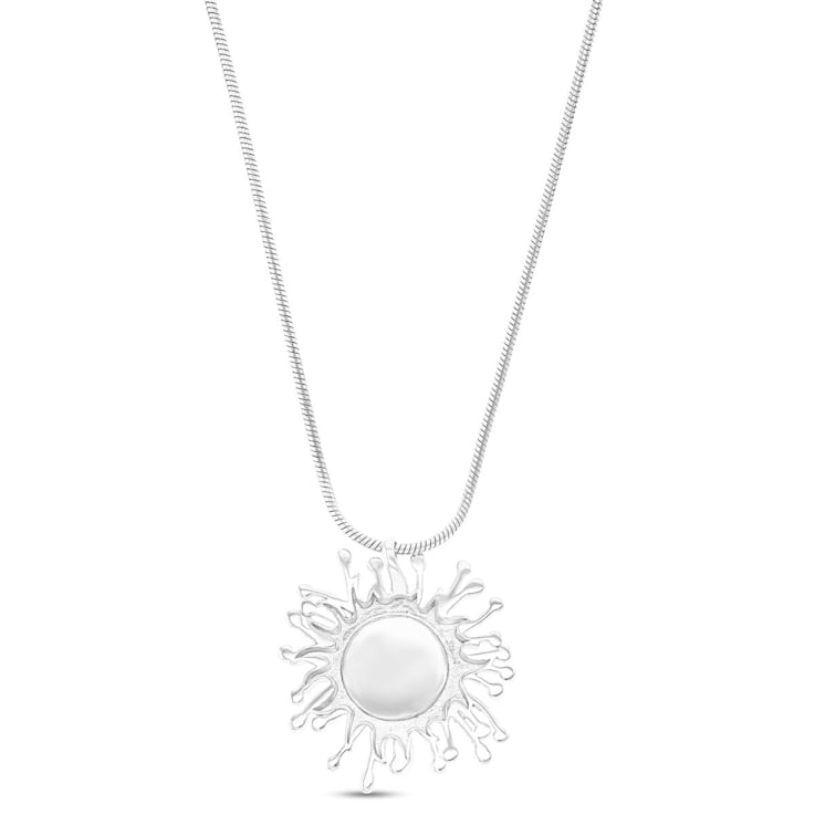 Larimar Sun Rhodium Over Sterling Silver with Rose Gold Adjustable Necklace