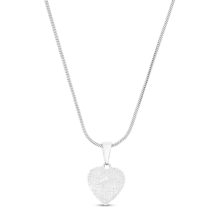 Larimar Bezel Heart Rhodium Over Sterling Silver Adjustable Necklace