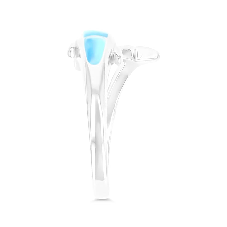 Larimar Rhodium Over Sterling Silver Dolphin Ring