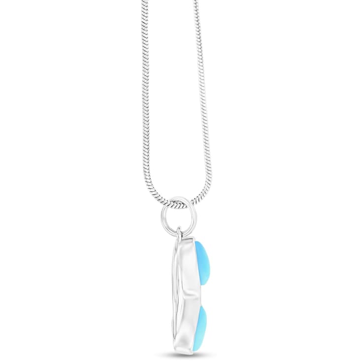 Larimar Sunglasses Rhodium Over Sterling Silver Adjustable Necklace