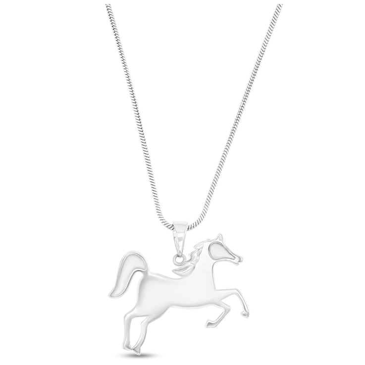 Larimar Horse Rhodium Over Sterling Silver Adjustable Necklace