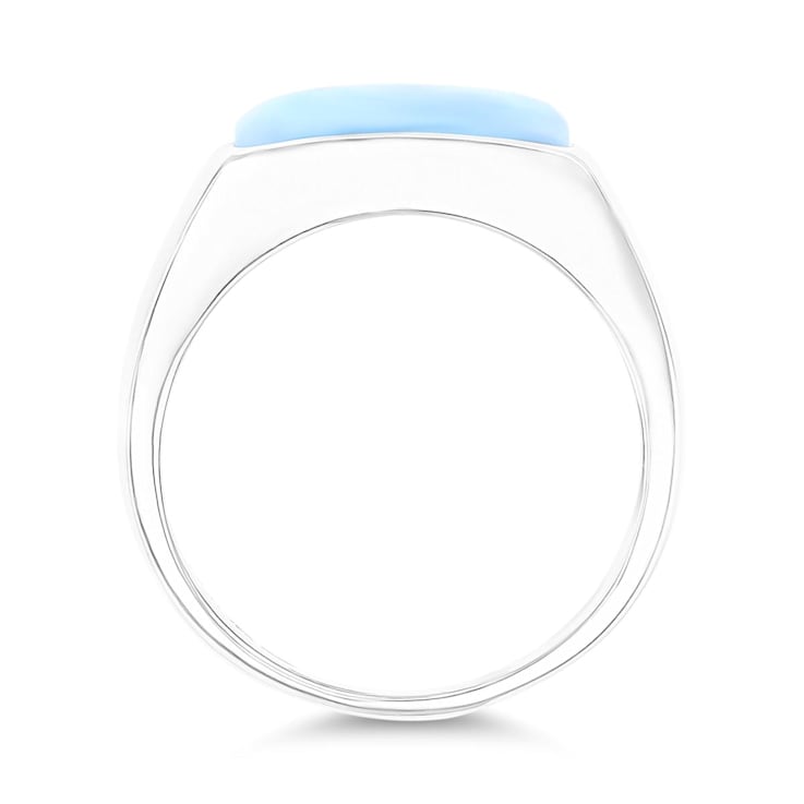 Larimar Front Rhodium Over Sterling Silver Ring