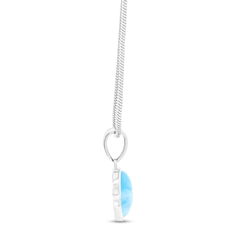 Larimar Heart Rhodium Over Sterling Silver Adjustable Necklace