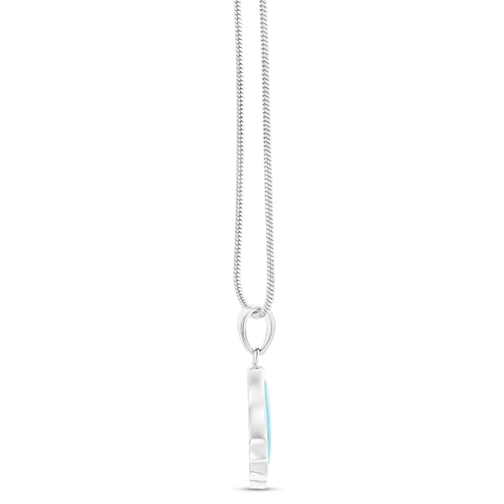 Larimar Elephant Rhodium Over Sterling Silver Adjustable Necklace