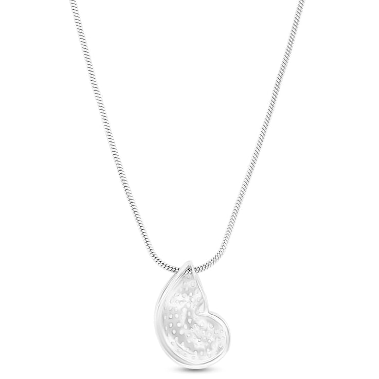 Larimar Shell Rhodium Over Sterling Silver Adjustable Necklace