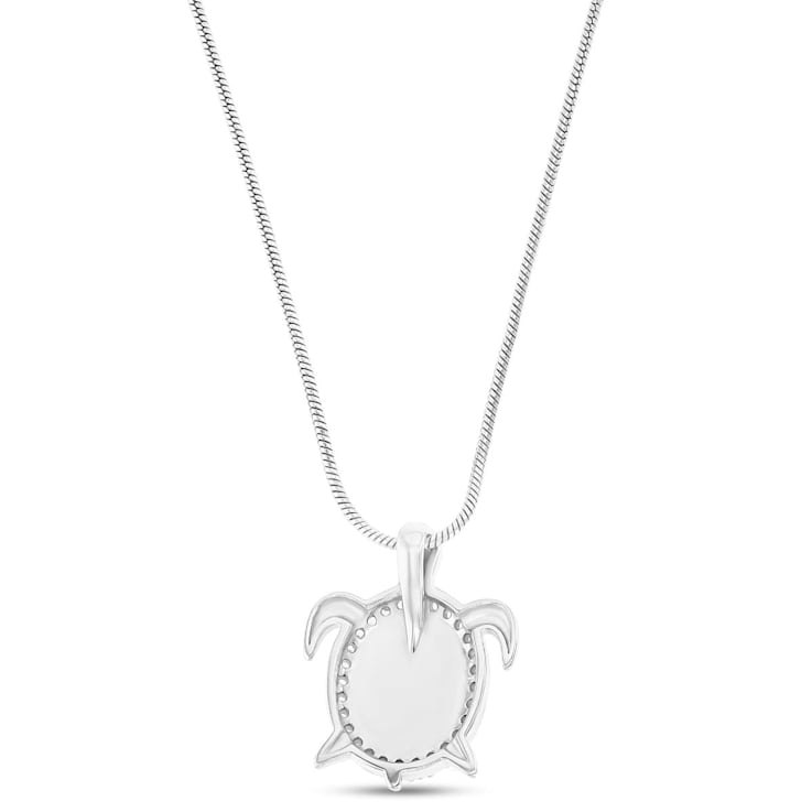 Larimar and Cubic Zirconia Turtle Rhodium Over Sterling Silver
Adjustable Necklace