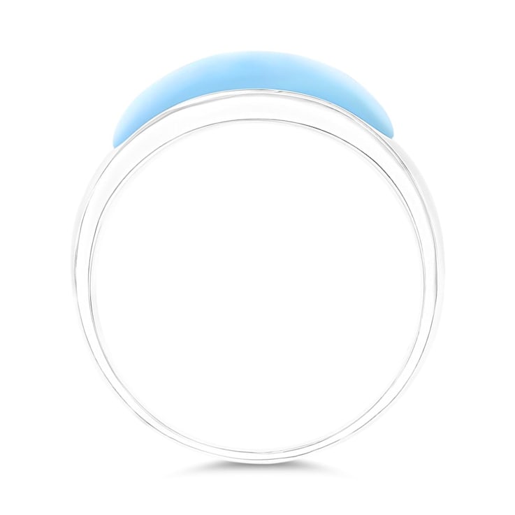 Larimar Front Rhodium Over Sterling Silver Band