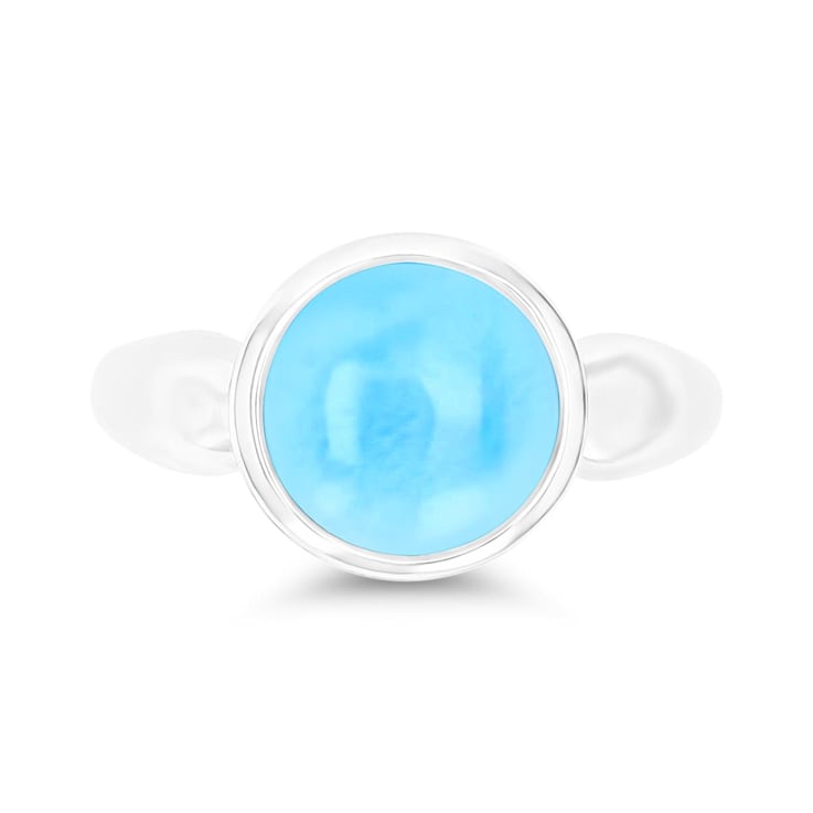 8.2mm Round Larimar Bezel Fashion Ring