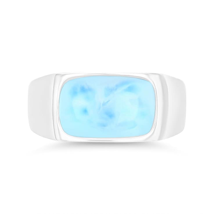 Larimar Front Rhodium Over Sterling Silver Ring