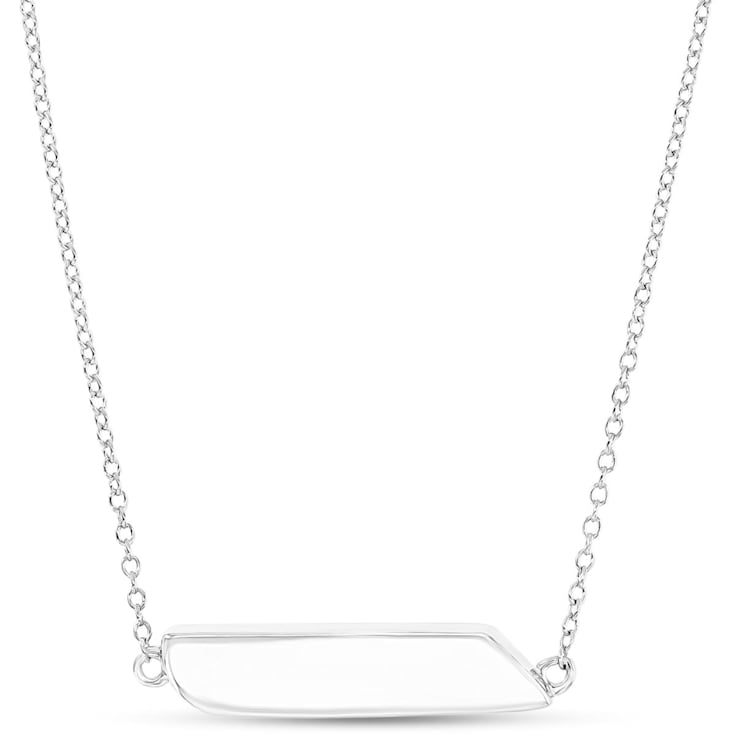 Larimar Rhodium Over Sterling Silver Bar Necklace