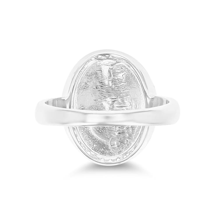 Larimar and Cubic Zirconia Rhodium Over Sterling Silver Halo Ring