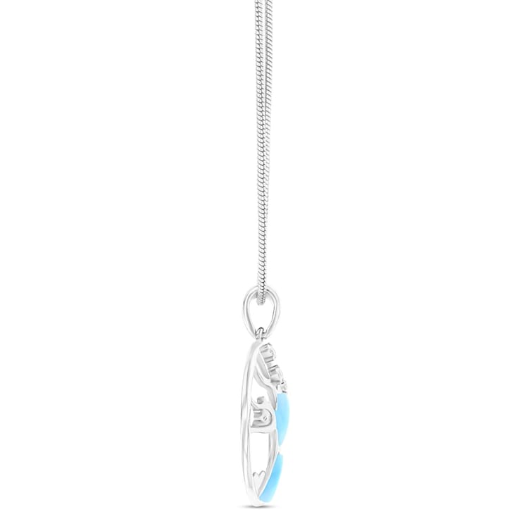 Larimar and Cubic Zirconia Dolphin Rhodium Over Sterling Silver
Adjustable Necklace