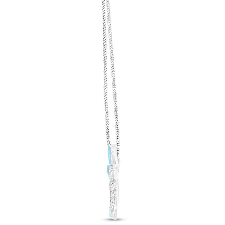 Larimar Dragonfly Rhodium Over Sterling Silver Adjustable Necklace