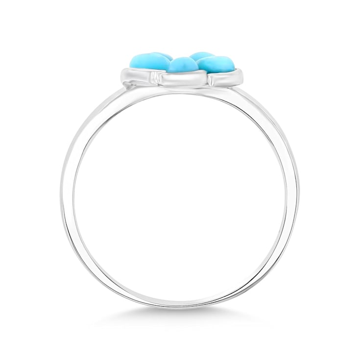 Larimar Rhodium Over Sterling Silver Clover Ring