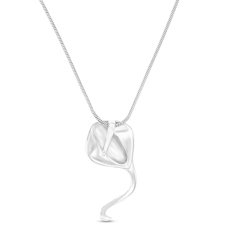 Larimar Textured Stingray Rhodium Over Sterling Silver Adjustable Necklace