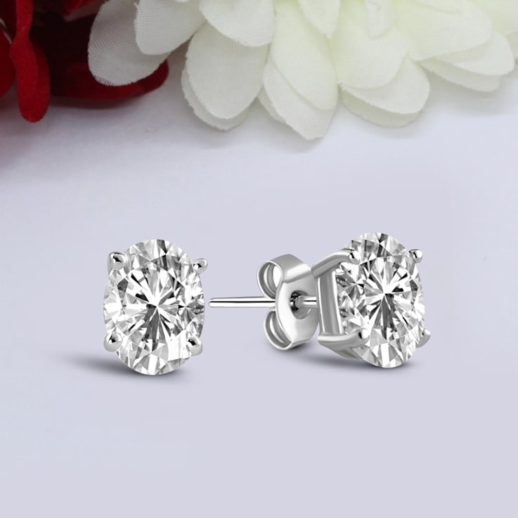4 Ct Platinum IGI Certified Oval Shape Lab Grown Diamond Stud Earrings  Friendly Diamonds - 1C21VC