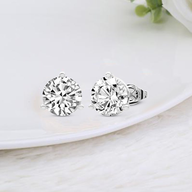 Rose Gold 3-Prong Lab Diamond Earrings (1.5 ctw.)