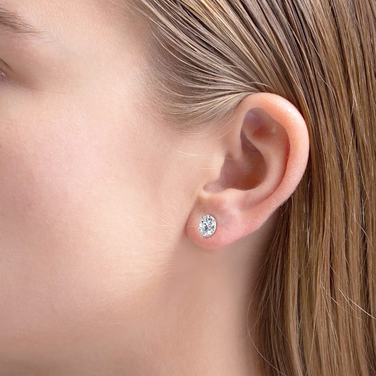 1 Ct 14K White Gold IGI Certified Oval Shape Lab Grown Diamond Stud
Earrings Friendly Diamonds