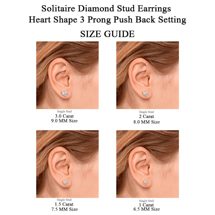 6 Ct 14K White Gold IGI Certified Heart Shape Lab Grown Diamond Stud Earrings Friendly Diamonds 12YB2A