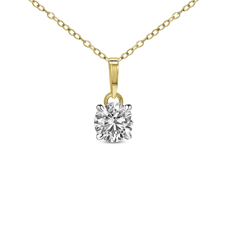 1.5Ct 14K Yellow Gold IGI Certified Lab Grown Round Shape 4 Prong
Diamond Necklace Friendly Diamonds