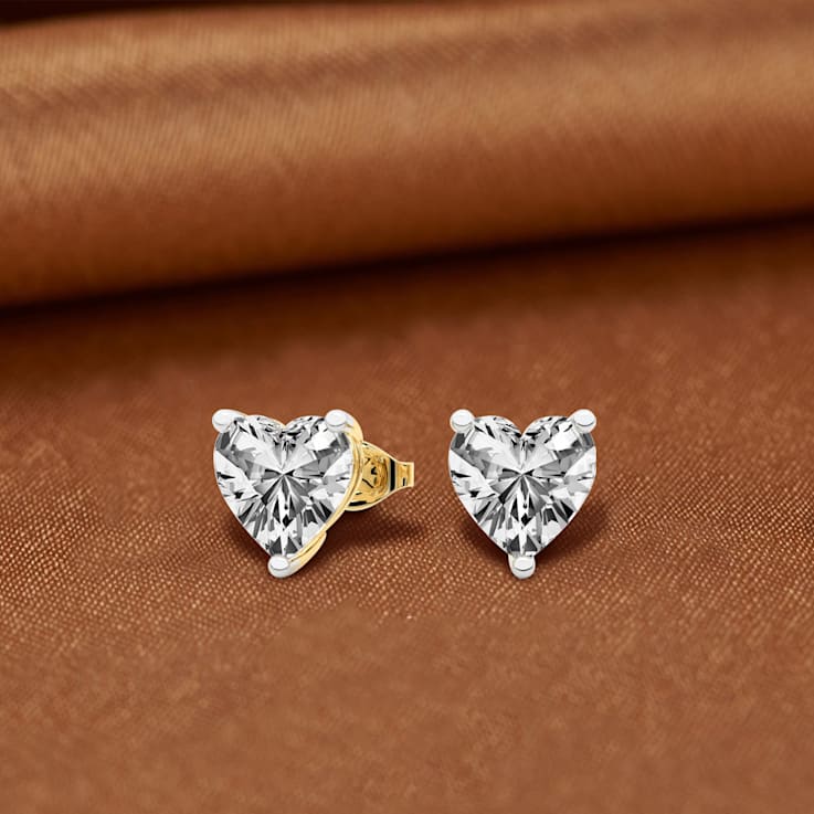 Heart Shaped Yellow Gold Stud Earrings