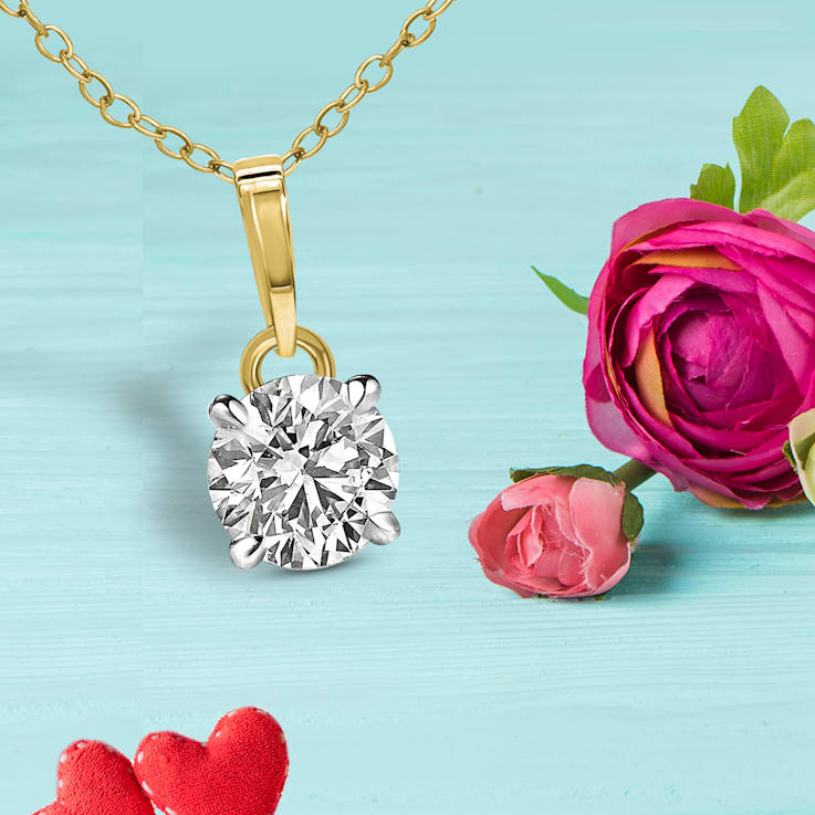 1.5Ct 14K Yellow Gold IGI Certified Lab Grown Round Shape 4 Prong
Diamond Necklace Friendly Diamonds