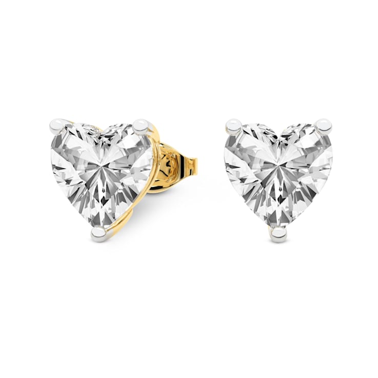 14k Yellow Gold Disk Design Heart Diamond Earrings Stud Post Studs Rou –  Brilliant Facets