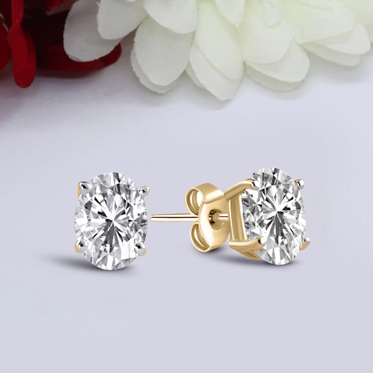 1 Ct 18K Yellow Gold IGI Certified Oval Shape Lab Grown Diamond Stud
Earrings Friendly Diamonds