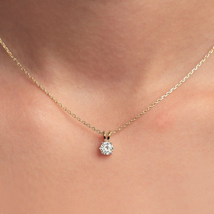 1.5 Ct 14K Gold IGI Certified Lab Grown Round Shape 6 Prong Diamond
Necklace Friendly Diamonds