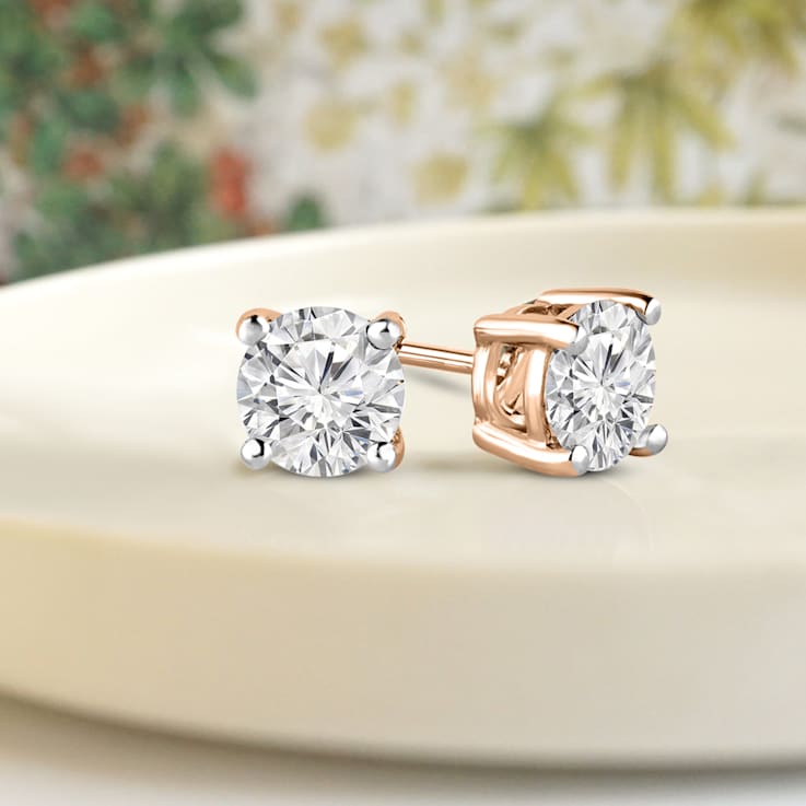 1 Ct 14K Gold IGI Certified Lab Grown Round Shape 4 Prong Diamond Stud
Earrings Friendly Diamonds