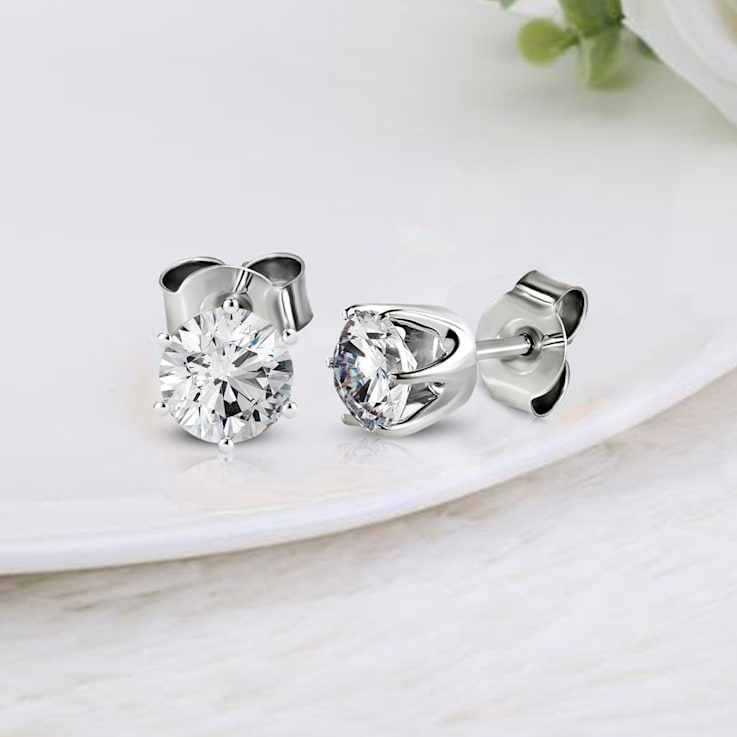 14KW Prong Diamond Studs 1CT  International Diamond Center