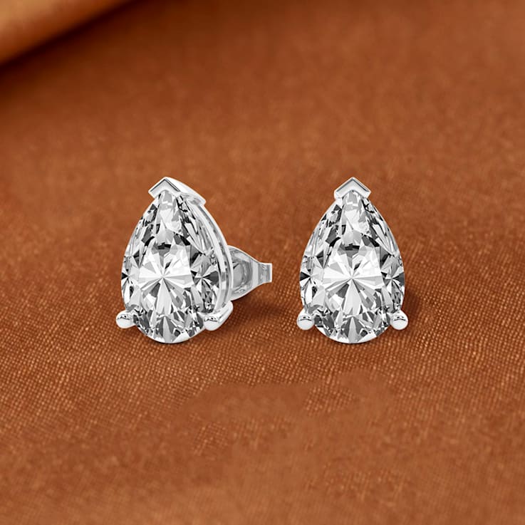 6 Ct 14K White Gold IGI Certified Pear Shape Lab Grown Diamond Stud
Earrings Friendly Diamonds
