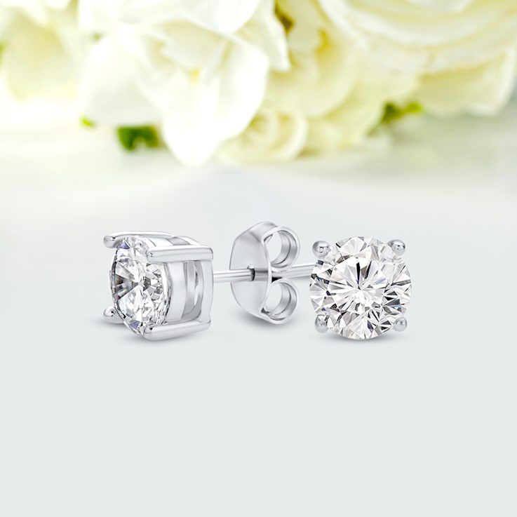 1 Ct 14K Gold IGI Certified Lab Grown Round Shape 4 Prong Diamond Stud
Earrings Friendly Diamonds
