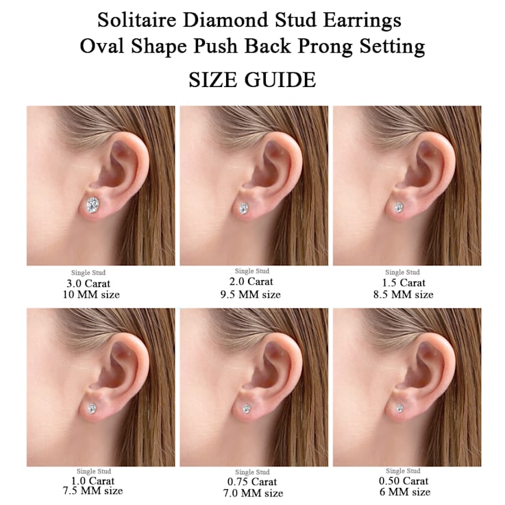 Oval shaped diamond stud earrings on sale